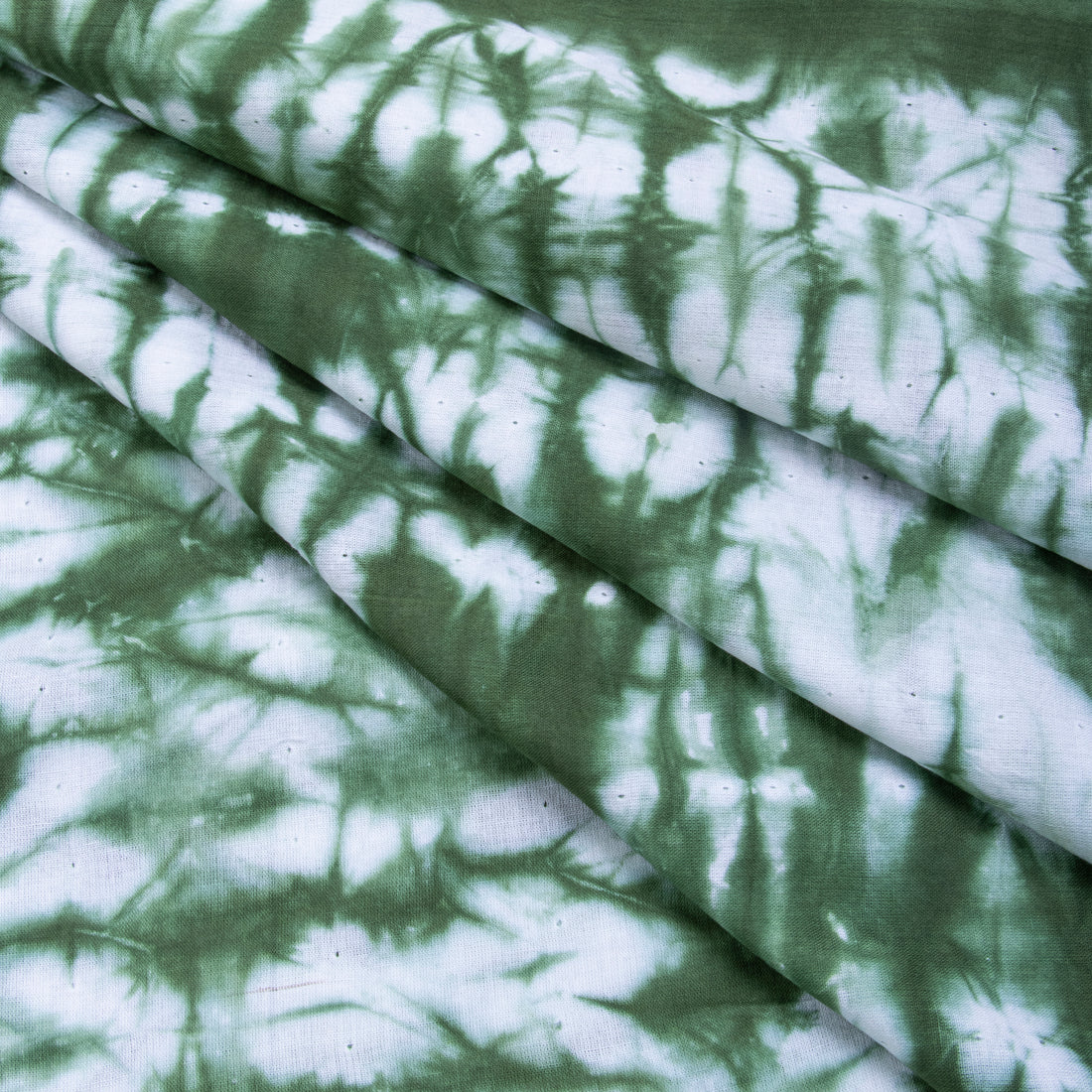 Premium Green Tie Dye Pure Cotton Shibori Fabric Online
