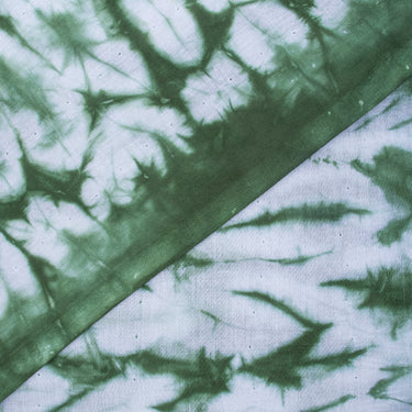 Premium Green Tie Dye Pure Cotton Shibori Fabric Online