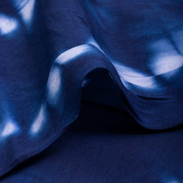 Blue Tie Dye Pure Cotton Shibori Print Dress Material Online