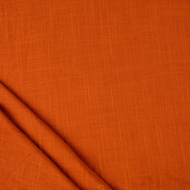 Dark Orange Plain Cotton Slub Fabric for Dresses & Kurtis