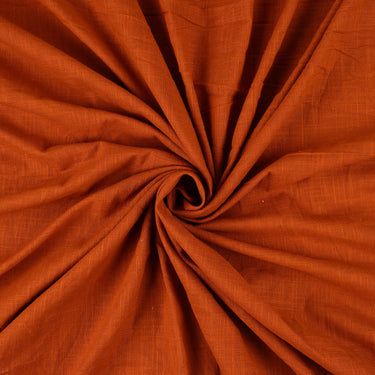 Dark Orange Plain Cotton Slub Fabric for Dresses & Kurtis