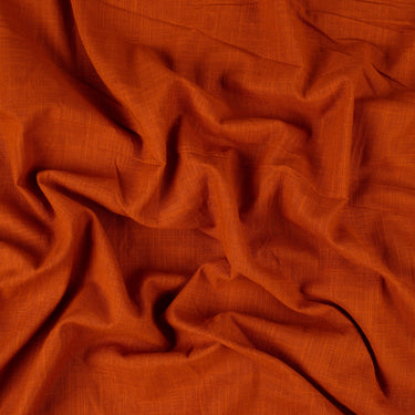 Dark Orange Plain Cotton Slub Fabric for Dresses & Kurtis