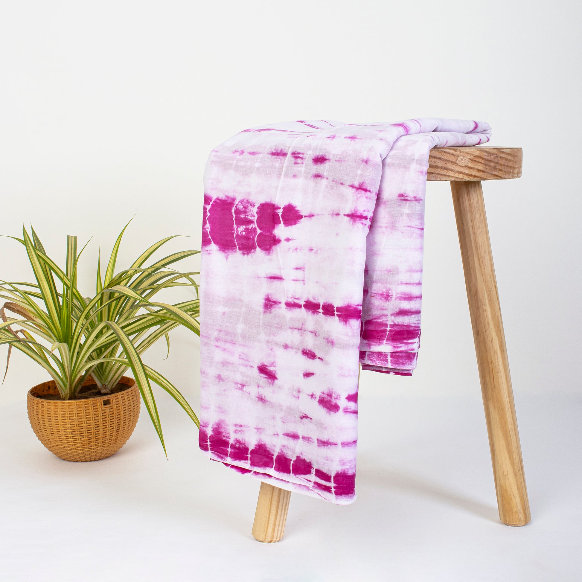 Pink Cotton Soft Hand Tie Dye Print Fabric Online