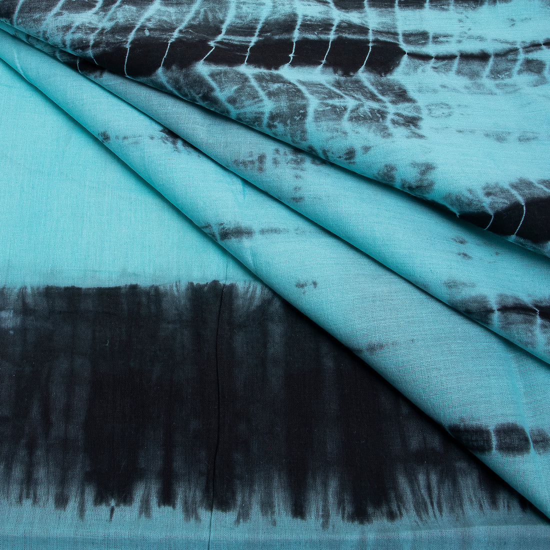 Hand Tie and Dye Fabric Cyan Cotton Material Online
