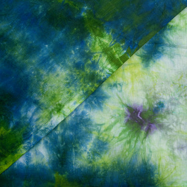 Green Tie Dye Soft Cotton Shibori Fabric For Dress Material Online