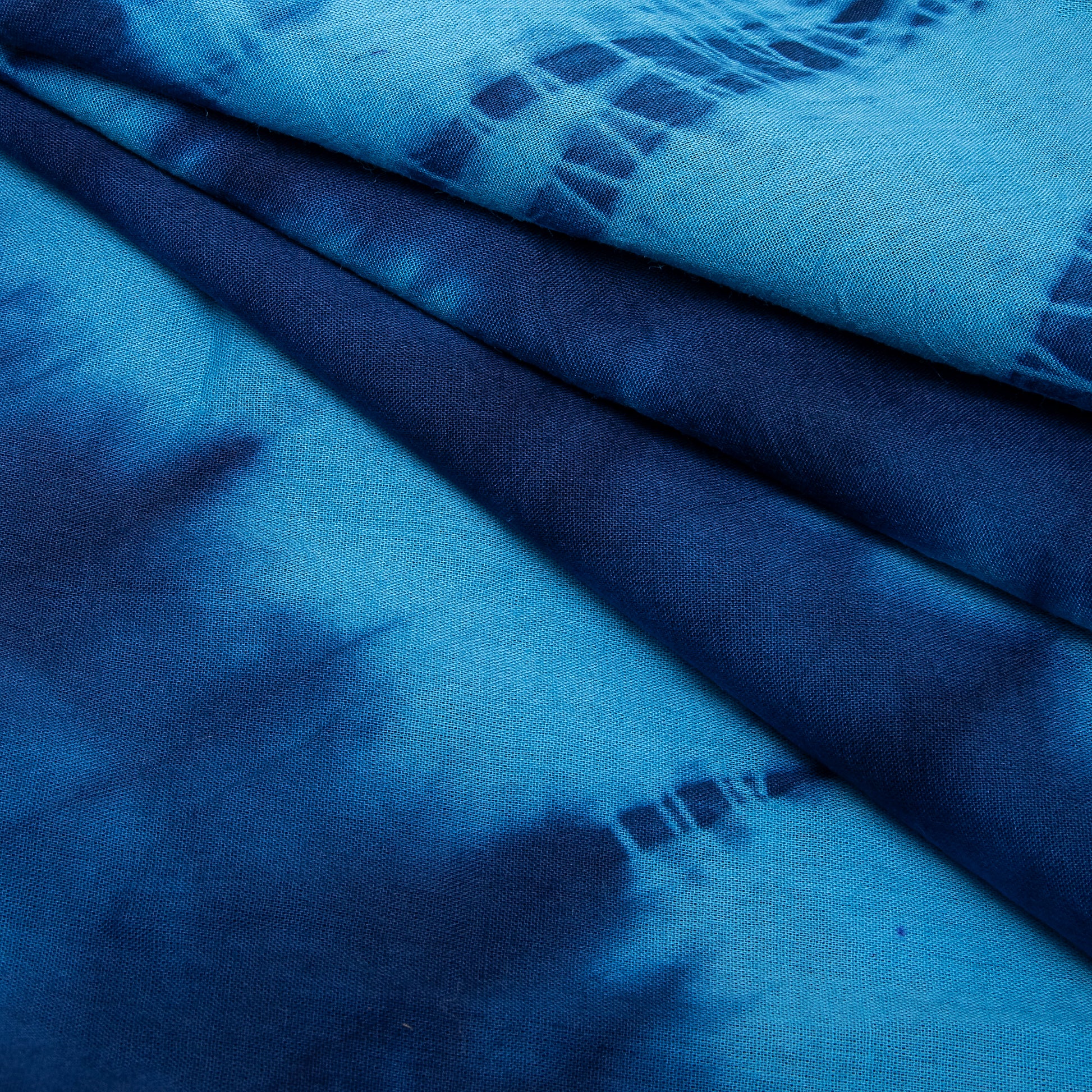 Sky Blue Tie Dye Shibori Silk Fabric For Dress Material Online