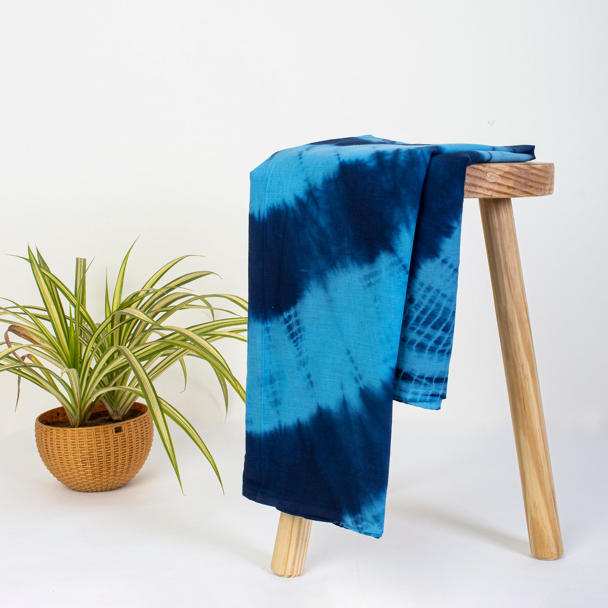 Sky Blue Tie Dye Shibori Silk Fabric For Dress Material Online