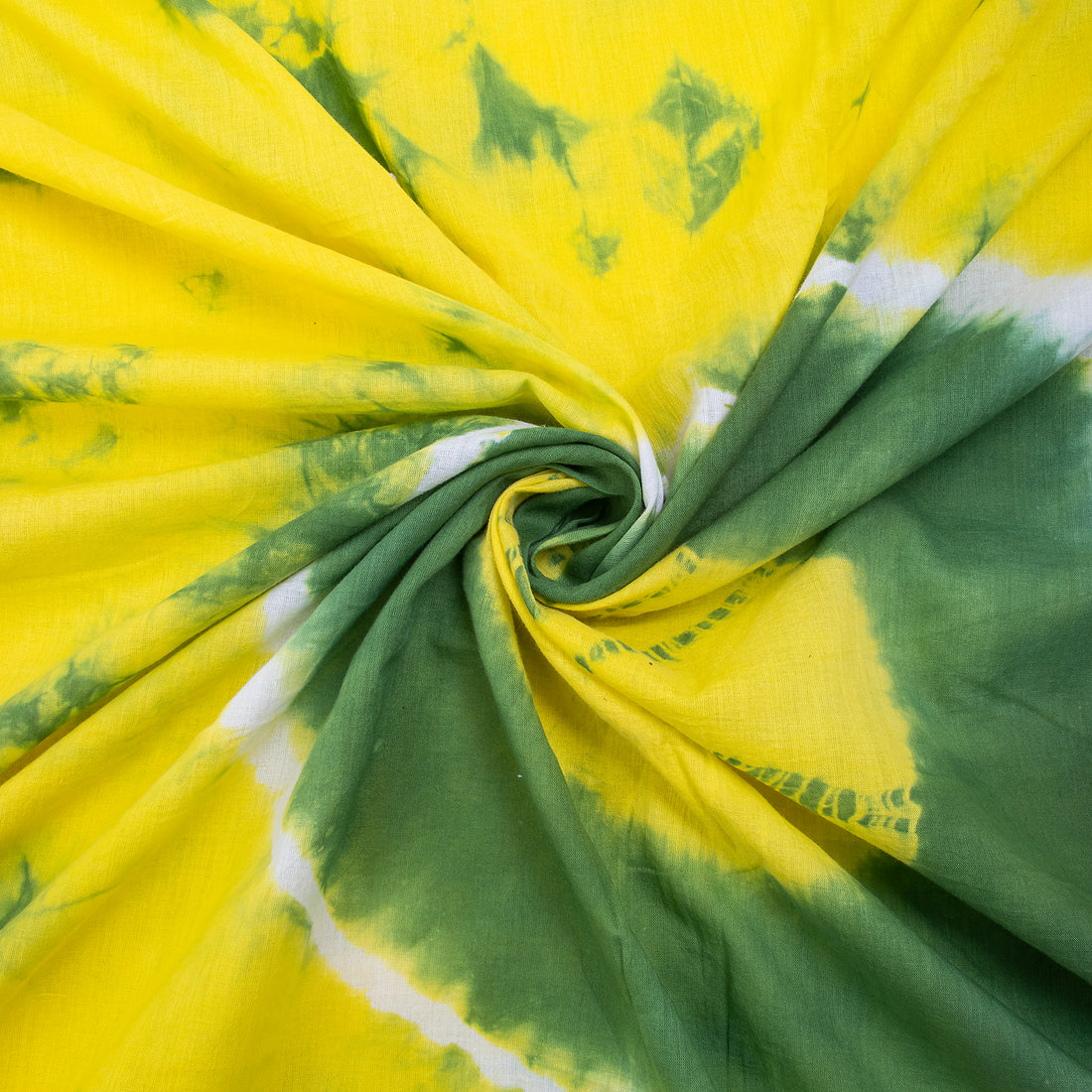 Yellow Tie Dye Patterns Handmade Cotton Fabric for Dress Material