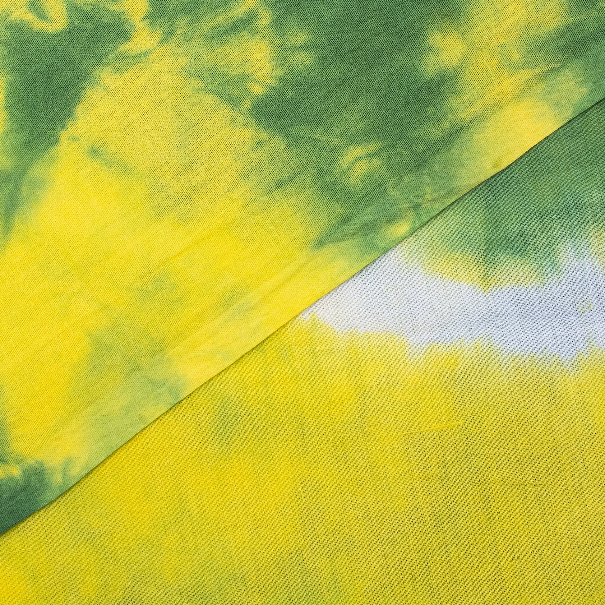 Yellow Tie Dye Patterns Handmade Cotton Fabric for Dress Material