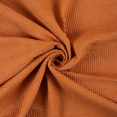 Brown Solid Pure Cotton Waffle Fabric
