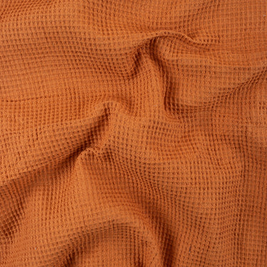 Brown Solid Pure Cotton Waffle Fabric