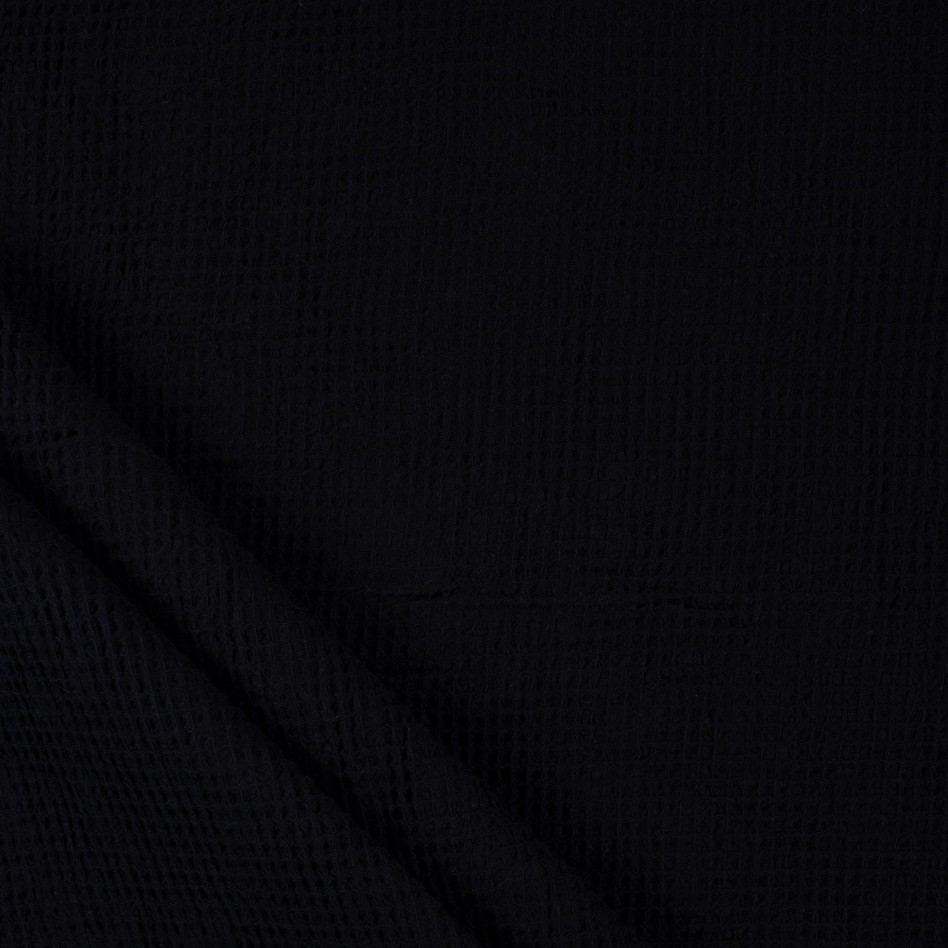 Black Solid Soft Cotton Waffle Fabric