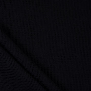 Black Solid Soft Cotton Waffle Fabric