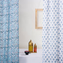 Blue Dual Blushing Block Print Cotton Latest Curtain Designs