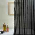 Midnight Black Cotton Curtain Set Decor For Home Window Parde