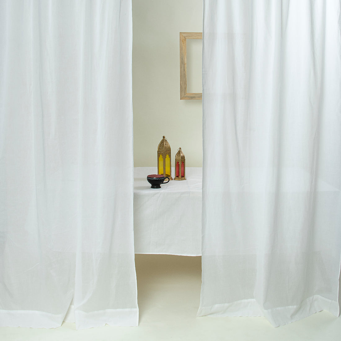 Premium White Pure Cotton Solid Curtains For Home Set Online