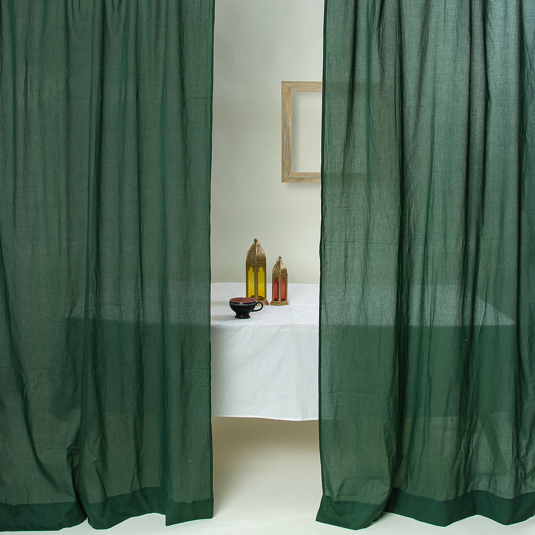 Premium Emerald Green Cotton Curtain