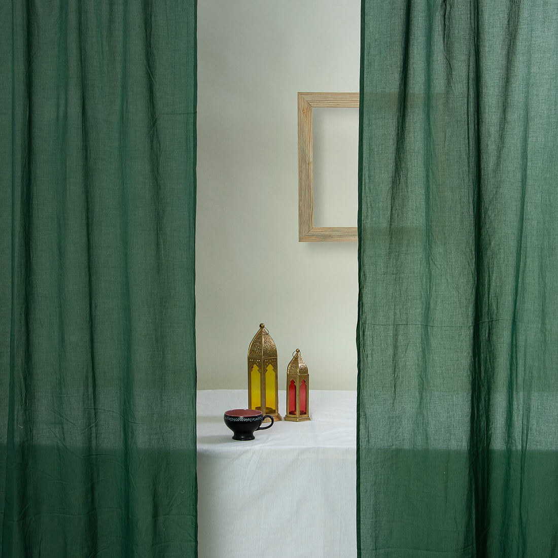 Premium Emerald Green Cotton Curtain