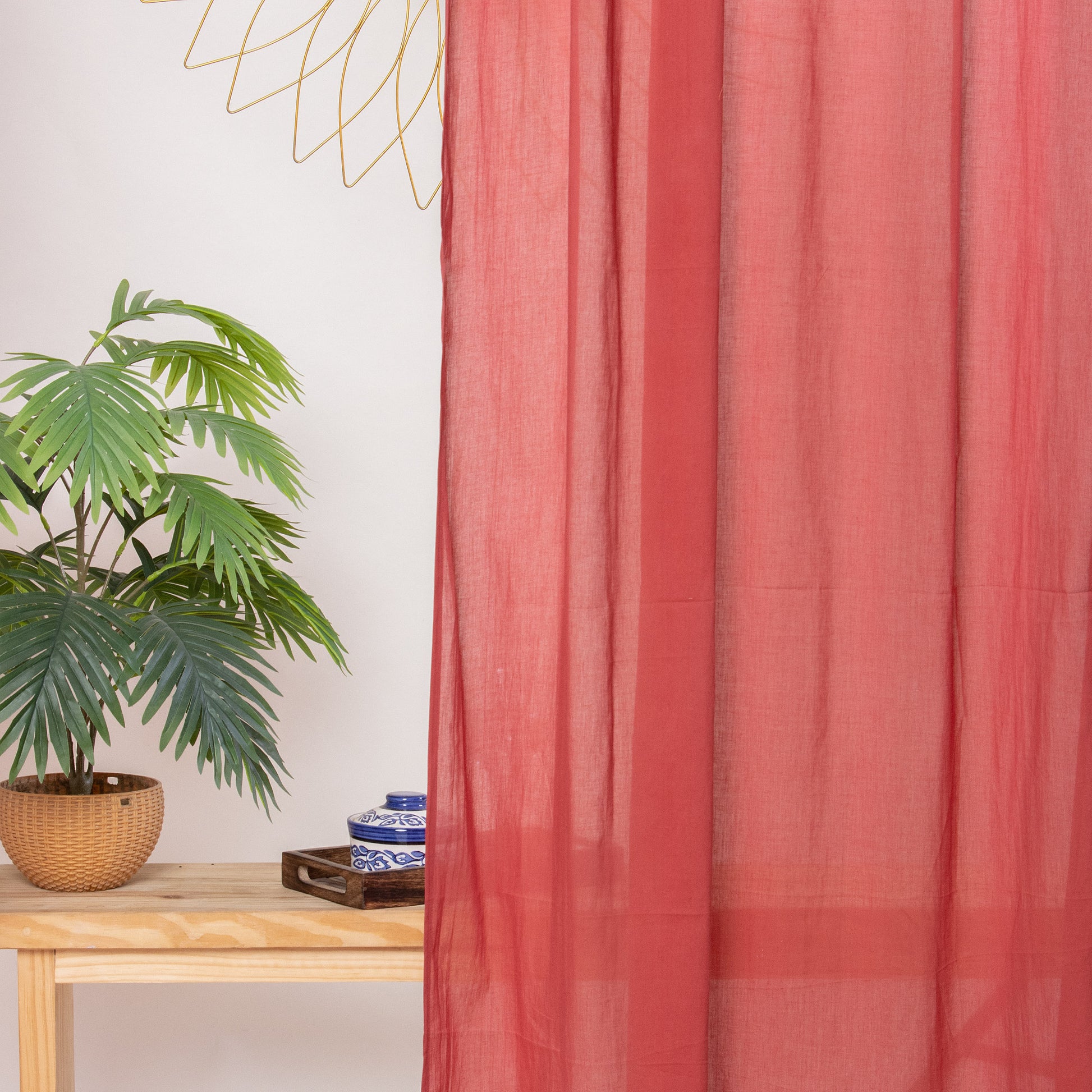 Maroon Cotton Sheer Beautiful Curtain Set