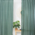 Luxury Green Cotton Sheer Bedroom Curtains Set