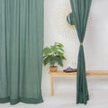 Luxury Green Cotton Sheer Bedroom Curtains Set