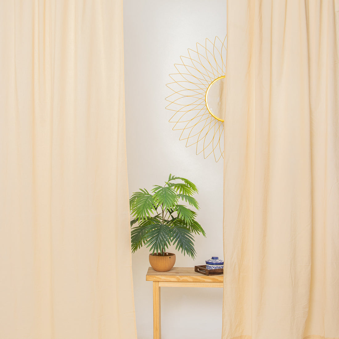 Cream Bedroom Door Curtains Set