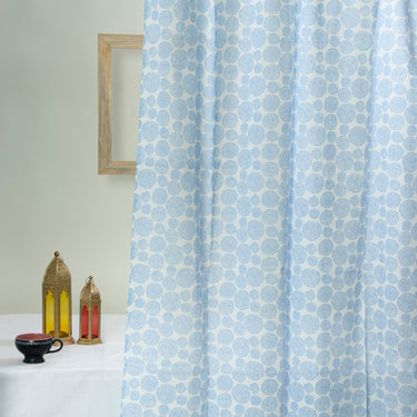 Sky Blue Bubble Cotton Curtains For Home Online