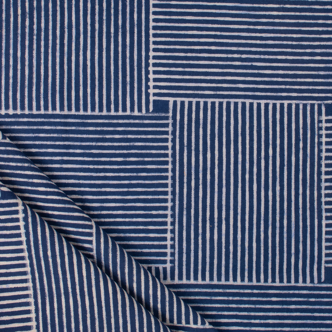 Indigo Blue Patchwork Printed Canvas Fabric