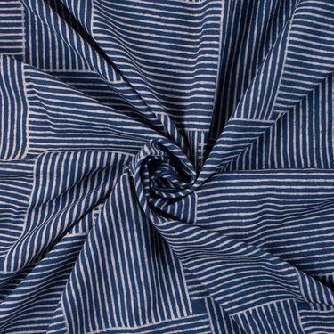 Indigo Blue Patchwork Printed Canvas Fabric