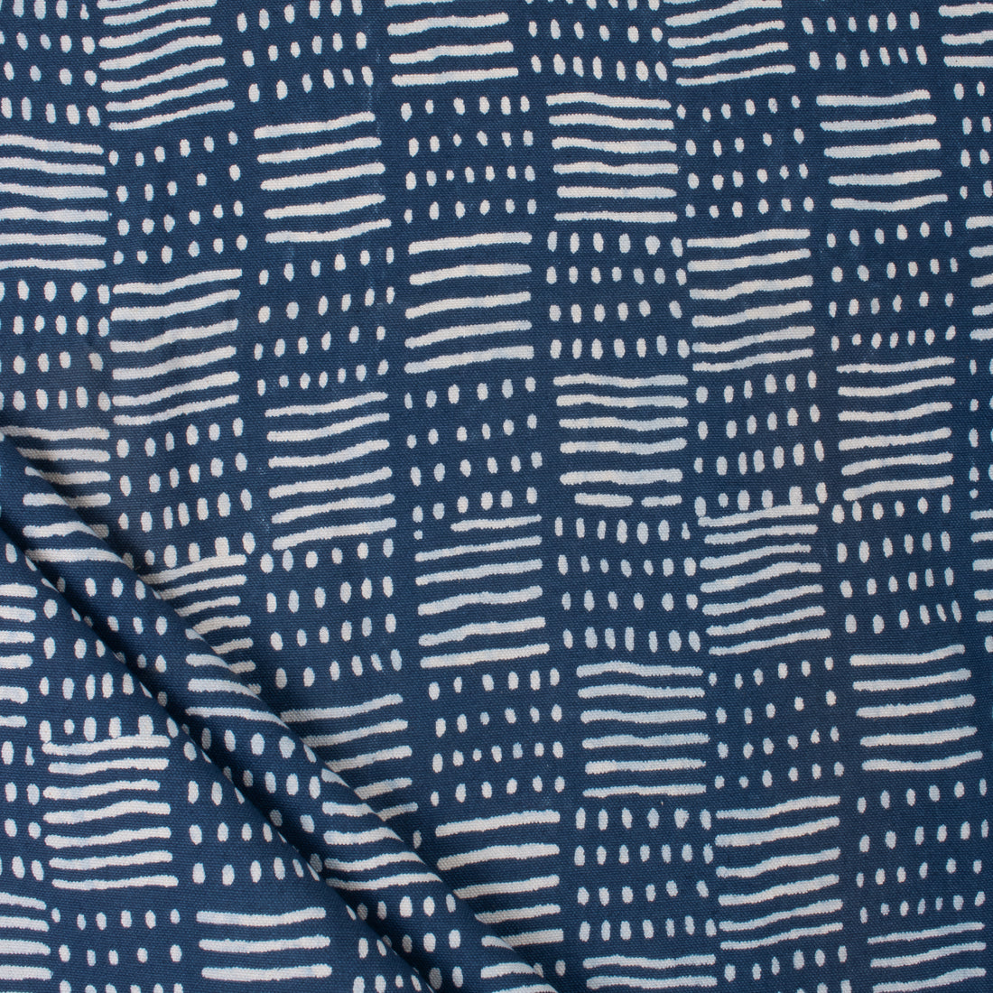 Handmade Indigo Blue Abstract Cotton Canvas Fabric 