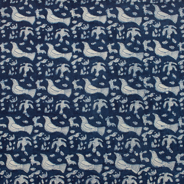 Indigo Bird Canvas Fabric