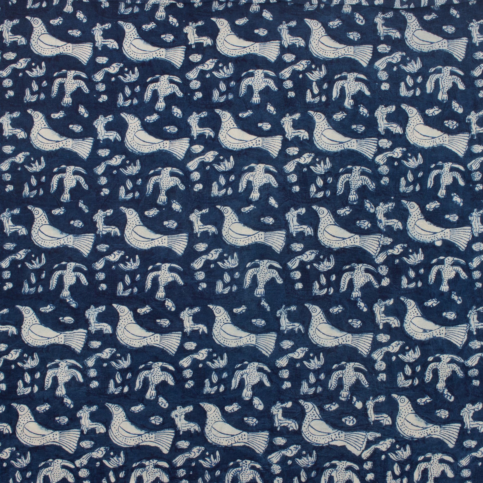 Indigo Bird Canvas Fabric