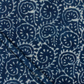 Floral Print Indigo Cotton Canvas Fabric