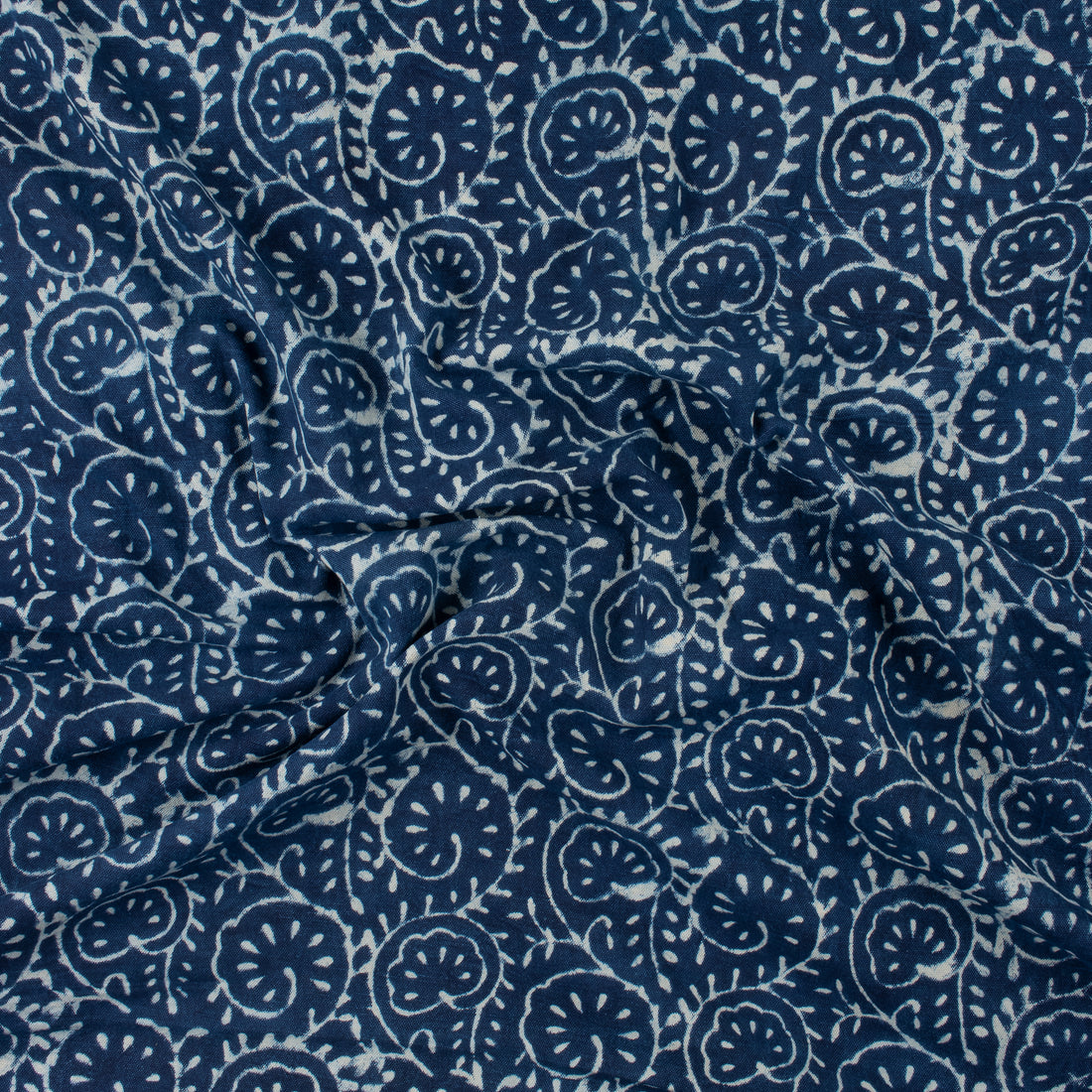 Floral Print Indigo Cotton Canvas Fabric