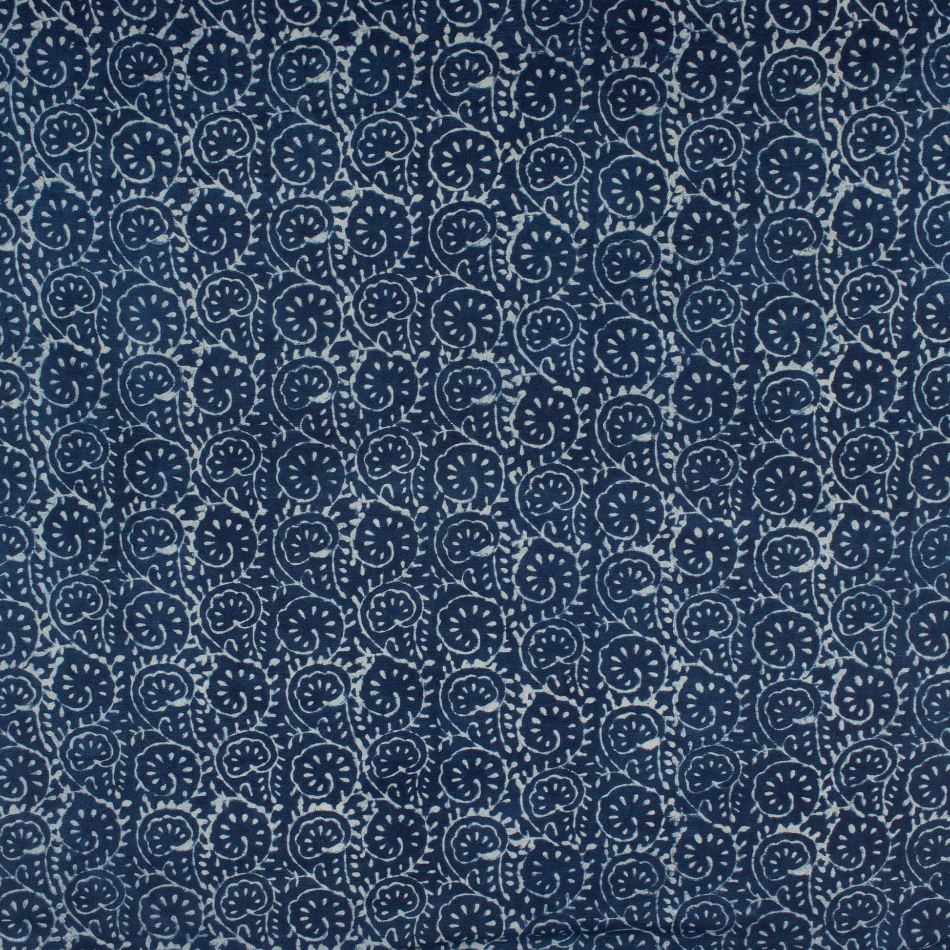 Floral Print Indigo Cotton Canvas Fabric