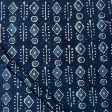 Geometric Printed Indigo Canvas Fabric