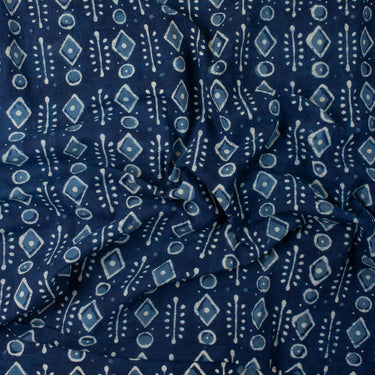 Geometric Printed Indigo Canvas Fabric
