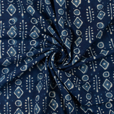 Geometric Printed Indigo Canvas Fabric