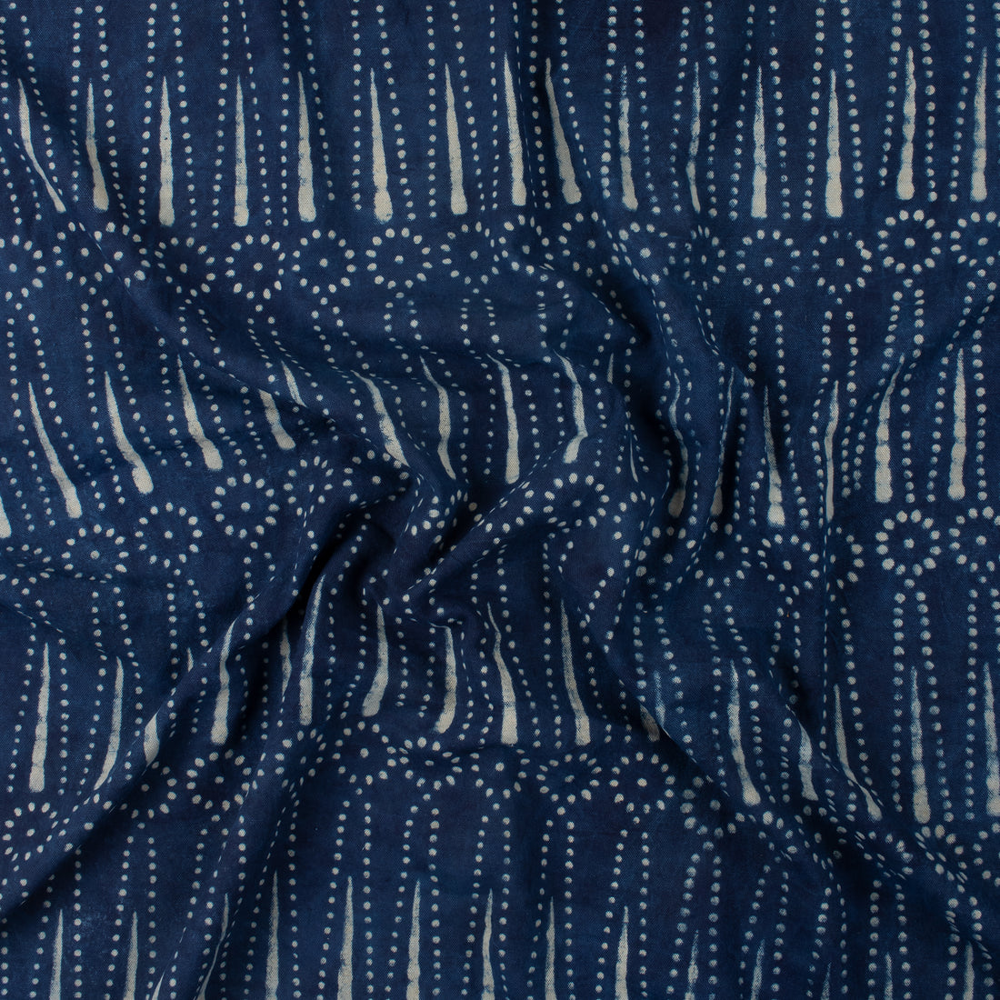 Hand Block Leaf Printed Indigo Cotton Canvas Fabric