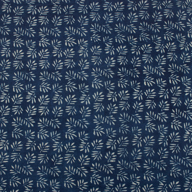 Hand Block Leaf Print Indigo Duck Canvas Fabric