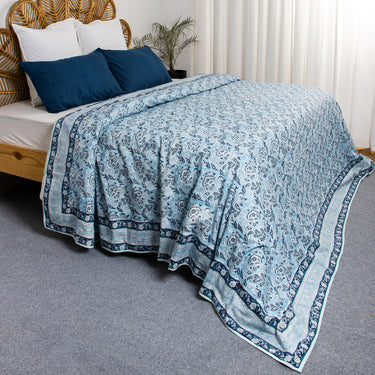 Hand Block Floral Printed Cotton Dohar Blanket Lightweight Online