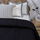 Solid Black Cotton Reversible Kantha Soft Quilt Blanket