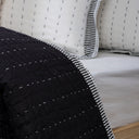 Solid Black Cotton Reversible Kantha Soft Quilt Blanket