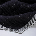 Solid Black Cotton Reversible Kantha Soft Quilt Blanket