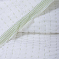 Handmade Green Stripes Print Cotton Reversible Kantha Quilt