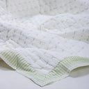 Handmade Green Stripes Print Cotton Reversible Kantha Quilt