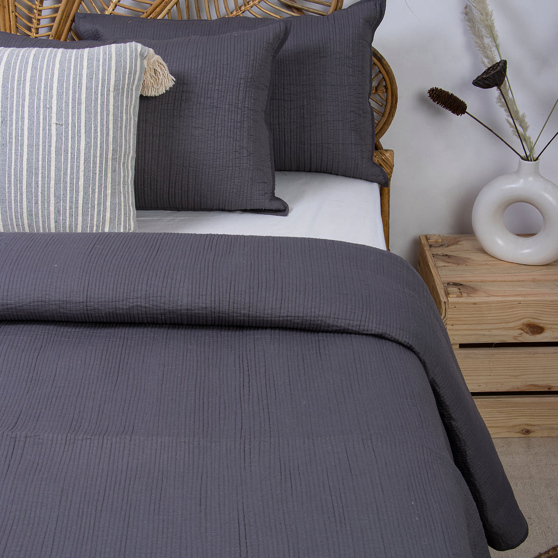Grey Luxury Pure Solid Jaipuri Cotton Quilt Comforters Online