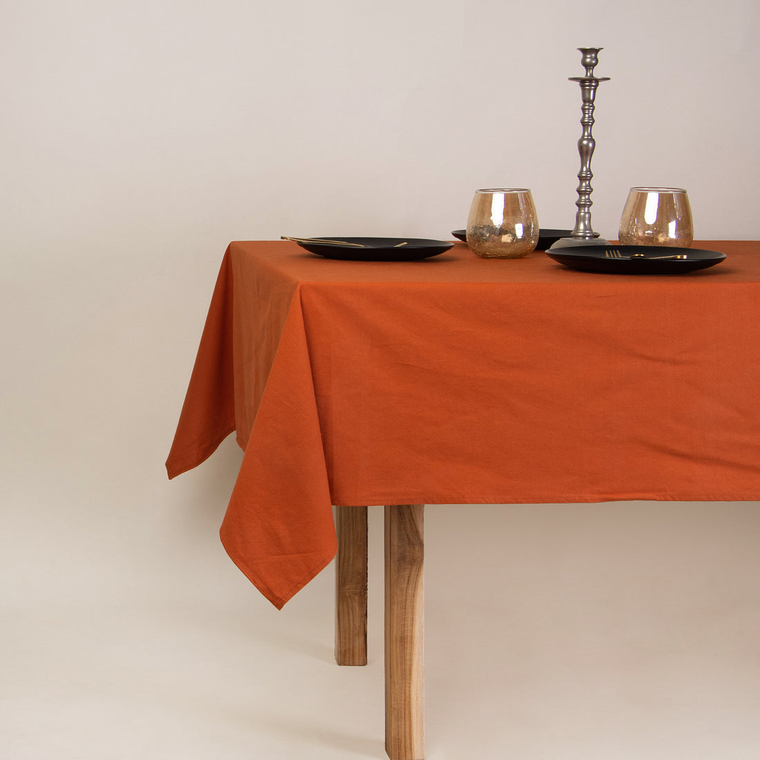 Luxury Solid Brown Cotton Table Clothes Online 
