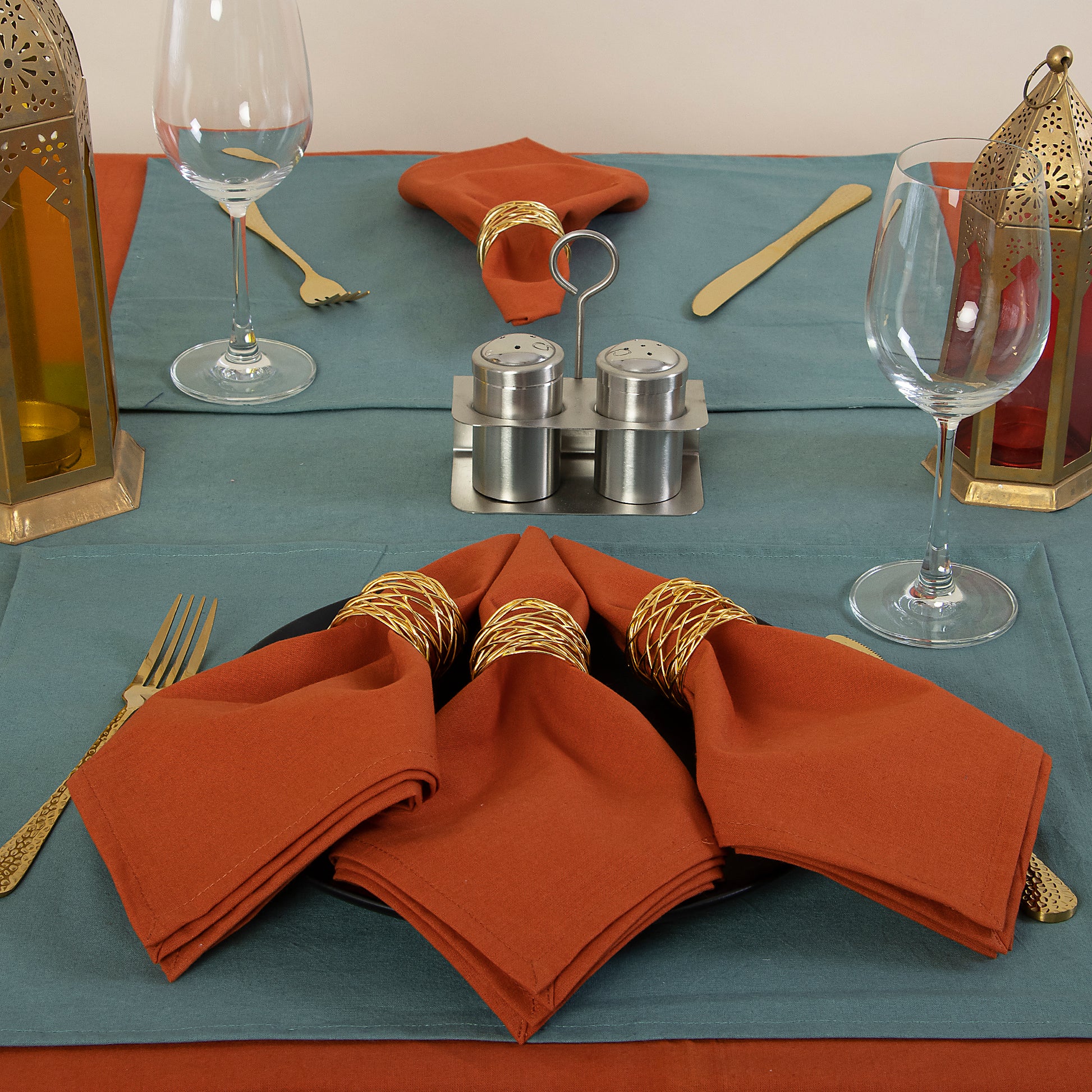 Luxury Solid Brown Cotton Table Clothes Online 