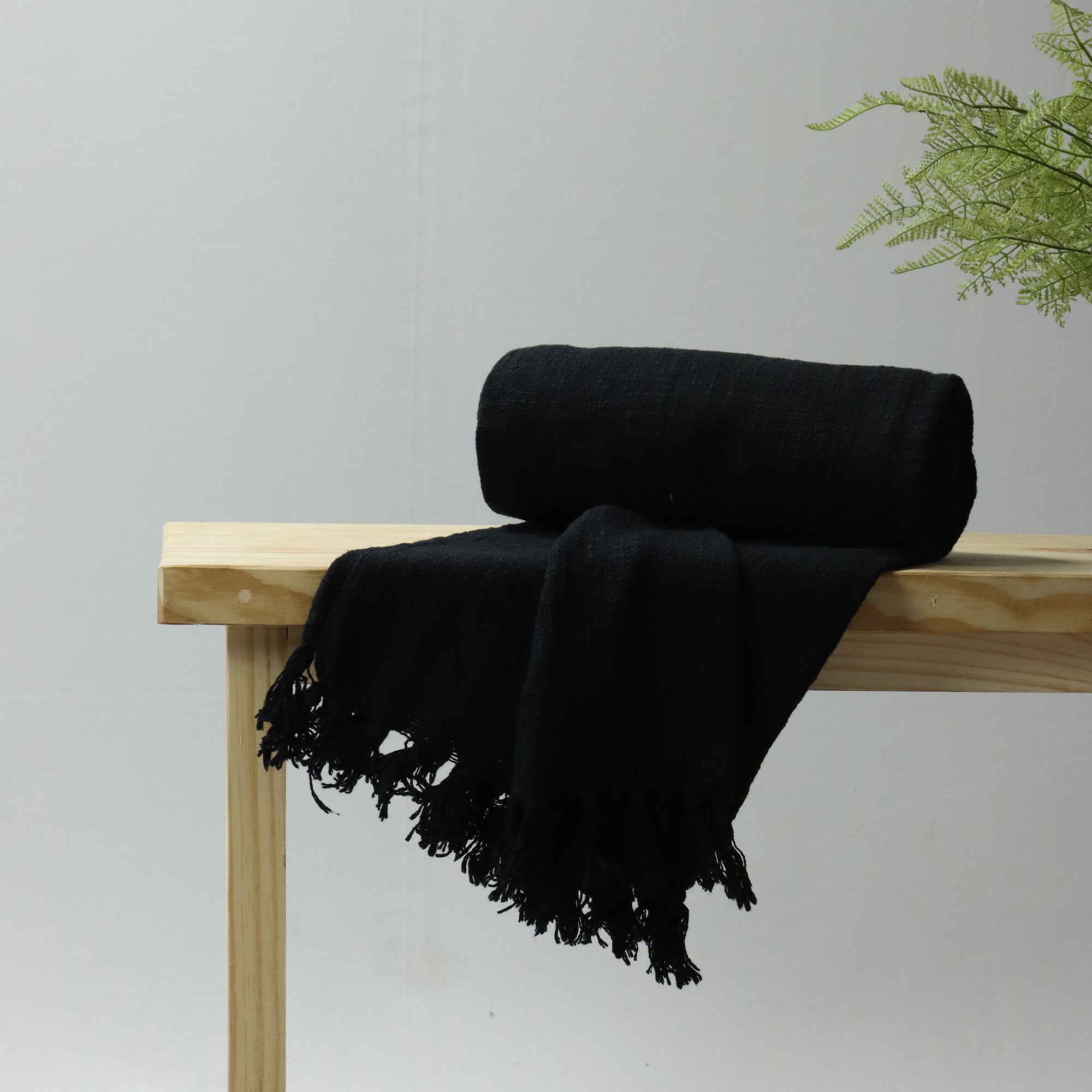 Solid Throw Premium Soft Black Cotton Solid Throw @Affordable Prices DMAASA.in
